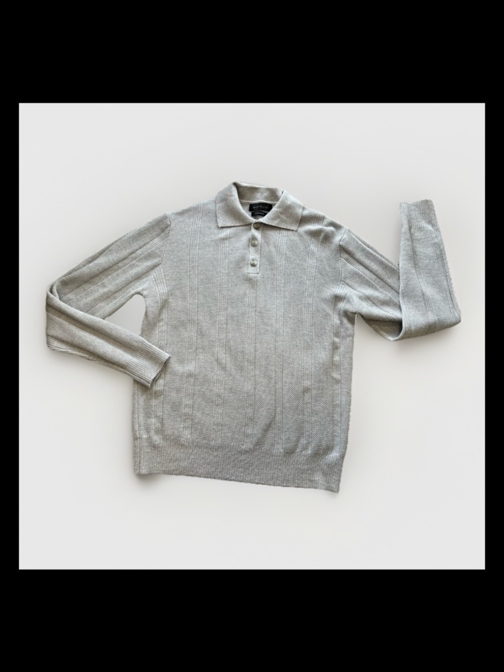 Maglificio Bartolini Mens Sz M Gray Wool Polo Long Sleeve Collared Sweater Italy